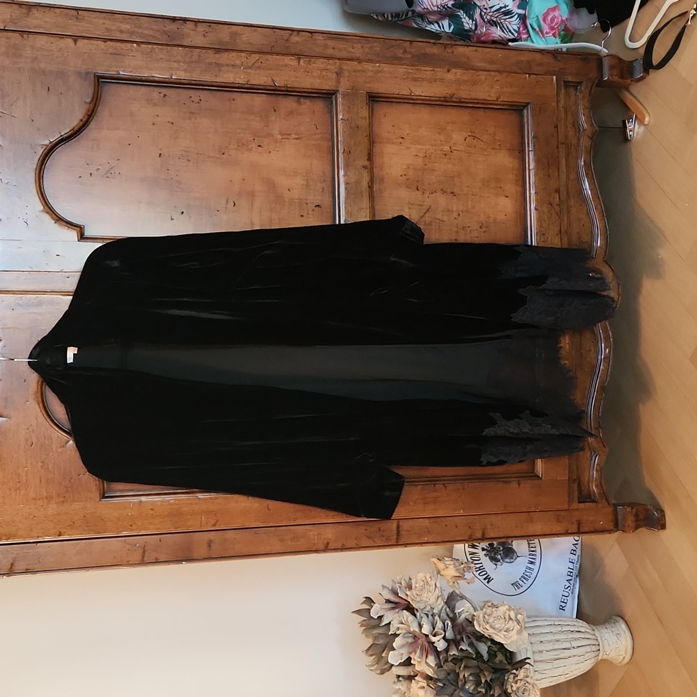 Vintage style black velvet coat